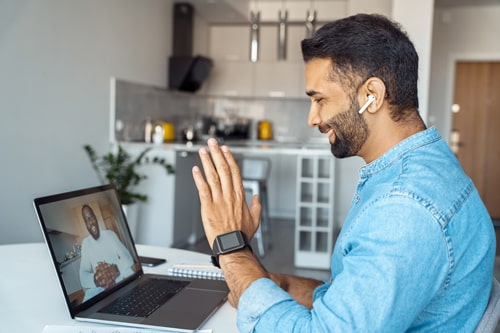 Profile portrait of young automation professional man greeting professional on laptop screen - ISA Mentor Program